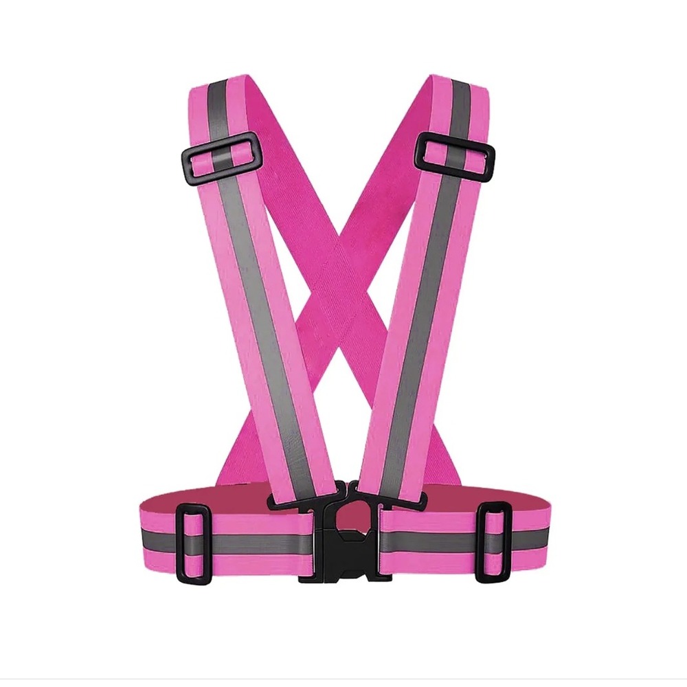 Pink Reflective Safety Vest Adjustable High Visibility Running Cycling Harness